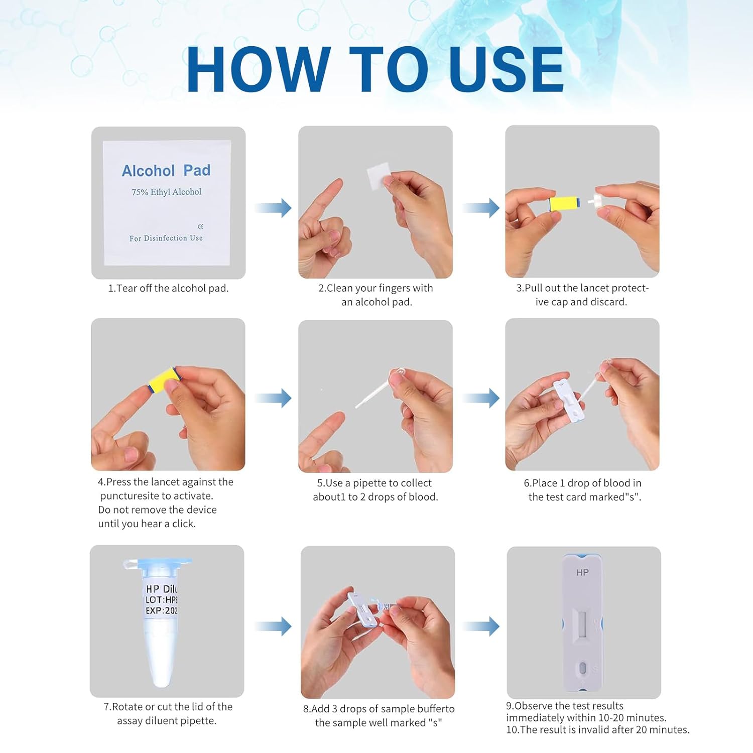 H Pylori Test Kit, Helicobacter Pylori Test Kits at Home - Tests H. Pylori Test Kits, h-Pylori Self-Test for Home Use, Easy to Use and Read, Result in 10-15 mins