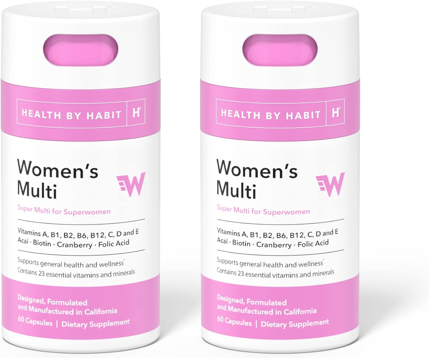 Health By Habit Womens Multi Supplement (60 Capsules) - 23 Essential Vitamins and Minerals, Supports General Health Wellness, Non-GMO, Sugar Free (1 Pack)