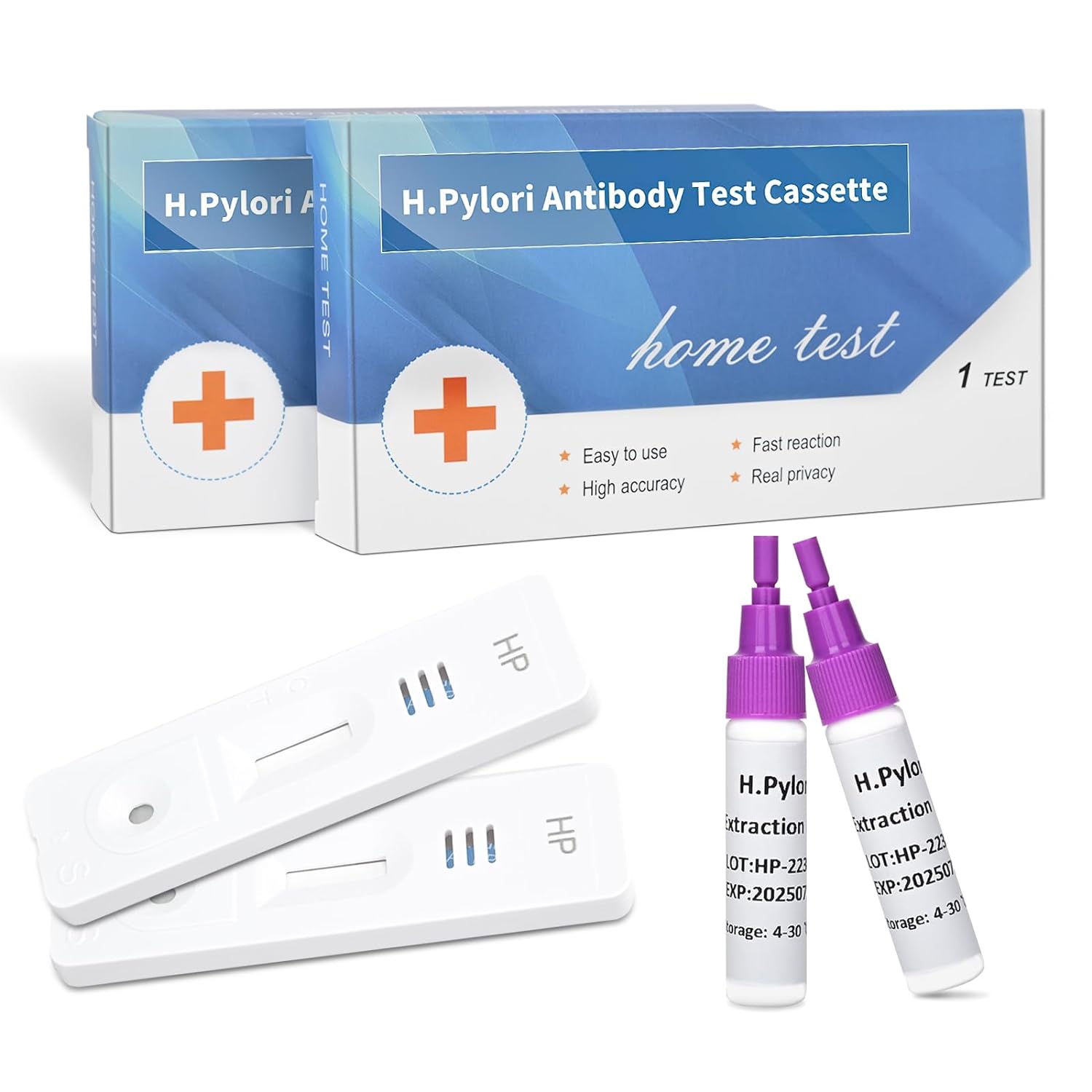 Helicobacter Pylori Stool 2 Test Kits, H. Pylori，h. Pylori Stool (Antigen)10-15 Minutes of Quick Home Testing, The Result is Highly Accurate, Easy to Read and use