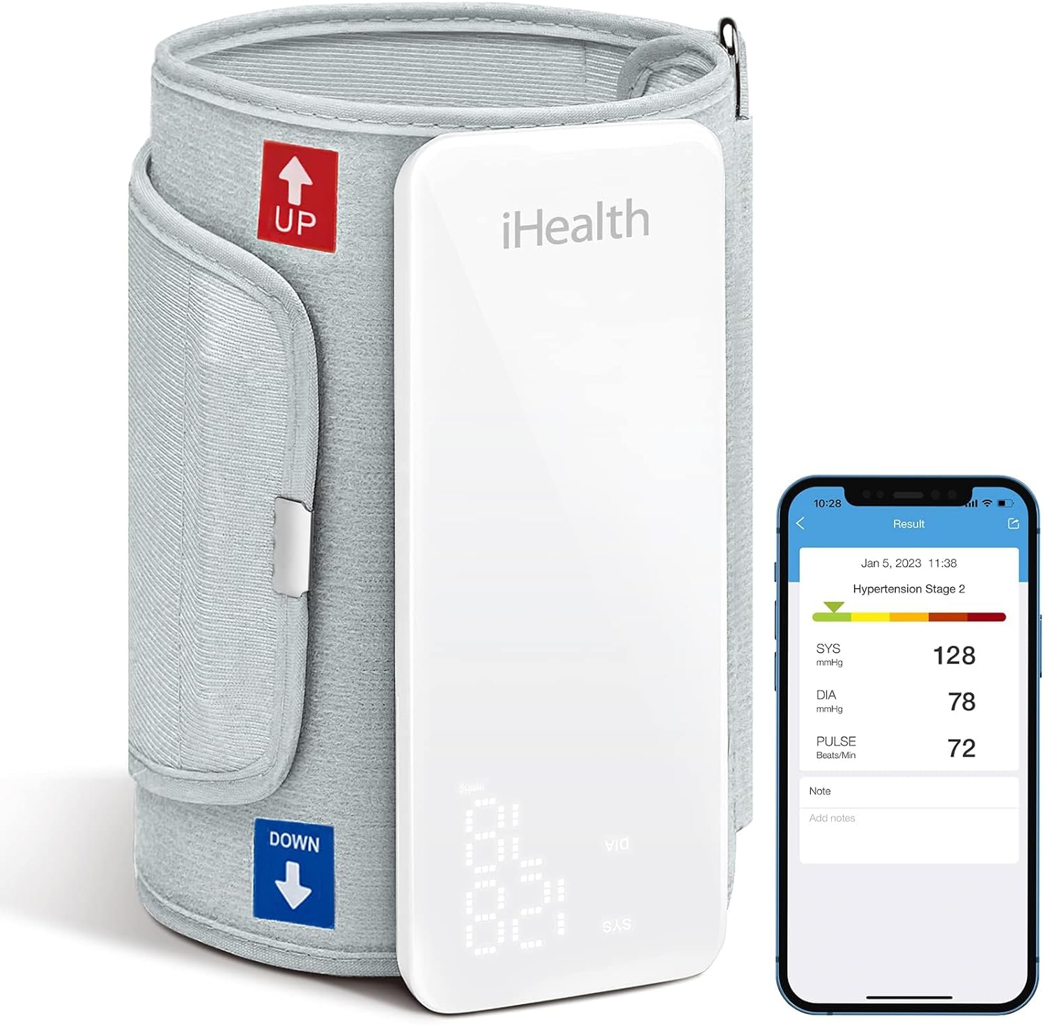 iHealth Neo Wireless Blood Pressure Monitor, Upper Arm Cuff, Bluetooth Blood Pressure Machine, Ultra-Thin  Portable, App-Enabled for iOS  Android