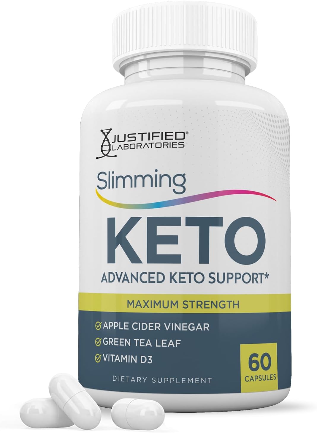 Justified Laboratories Slimming Keto ACV Pills 1275MG Formulated with Apple Cider Vinegar Keto Support Blend Alternative to Gummies 60 Capsules