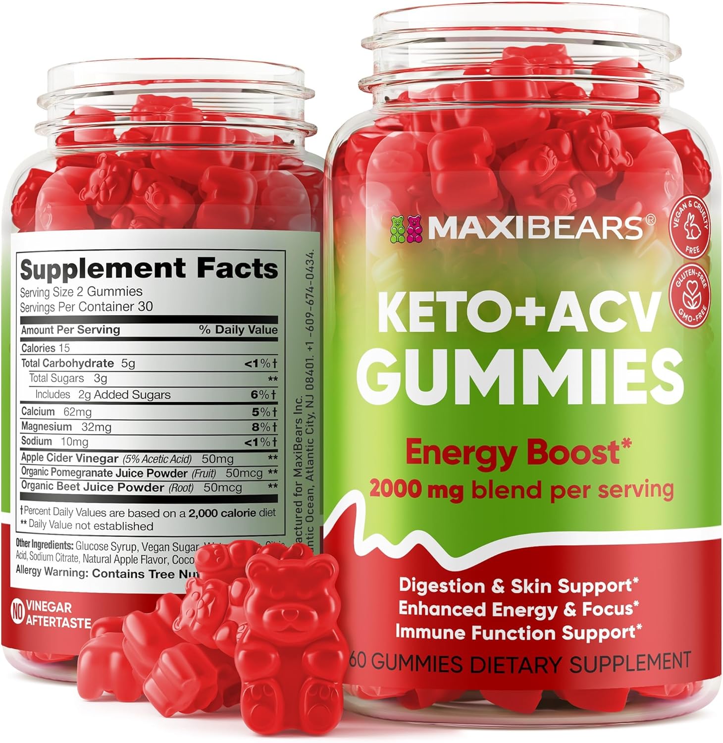 Keto Gummies - Delicious Low-Carb Snack to Boost Ketosis, Metabolism  Energy - Supports Digestion, Workout Routine  Detox - Ketosis Gummies - 60 Gummies