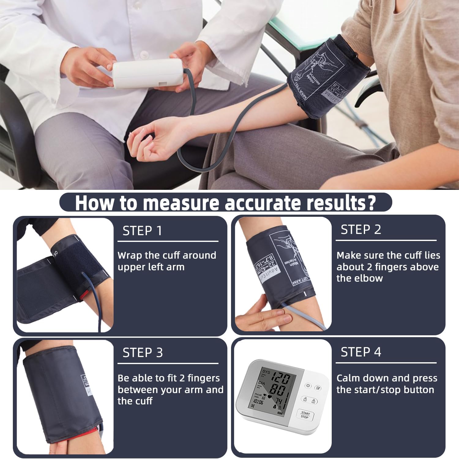 Large Blood Pressure Cuff, 8.7”-16.5” (22-42CM) BP Cuff Compatible with Omron BP Monitor, Replacement XL Cuff for Adult Big Arm, 5 Connectors