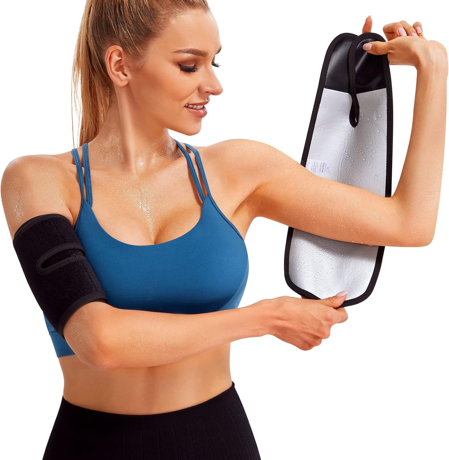Likeonce Arm Trimmers for Women Sauna Sweat Arm Bands 1 Pair Adjustable Lose Arm Fat Sauna Slimmer for Sports Workout