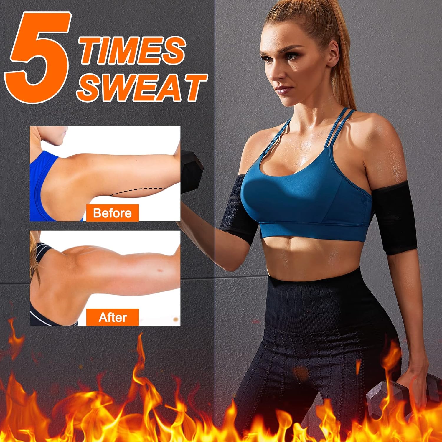 Likeonce Arm Trimmers for Women Sauna Sweat Arm Bands 1 Pair Adjustable Lose Arm Fat Sauna Slimmer for Sports Workout