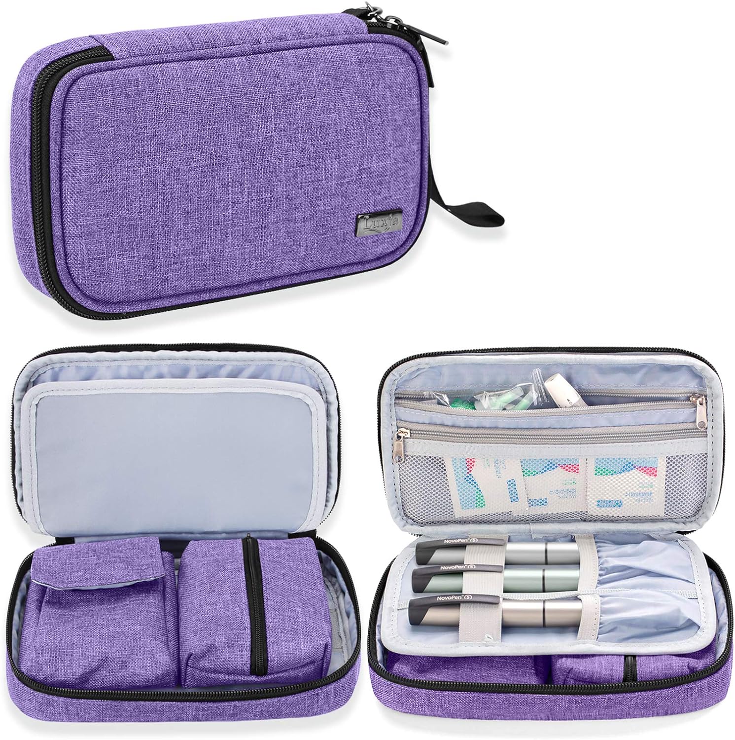 LUXJA Diabetic Supplies Travel Case, Storage Bag for Glucose Meter and Other Diabetic Supplies (Bag Only), Purple