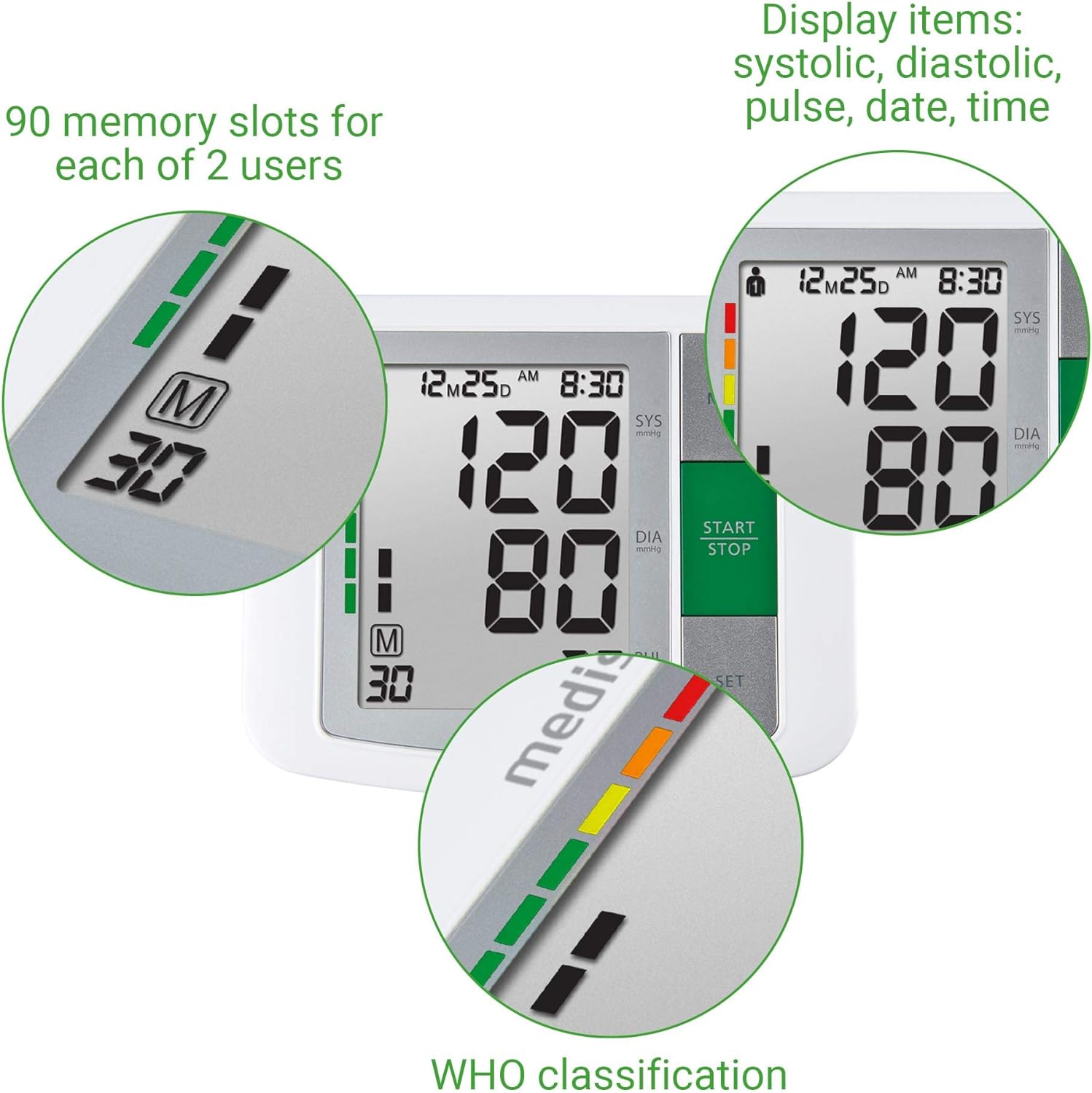 Medisana Blood Pressure Monitor: Automatic Upper Arm Machine Accurate Adjustable Digital BP Cuff Kit for Home Use Includes Batteries, Carrying Case