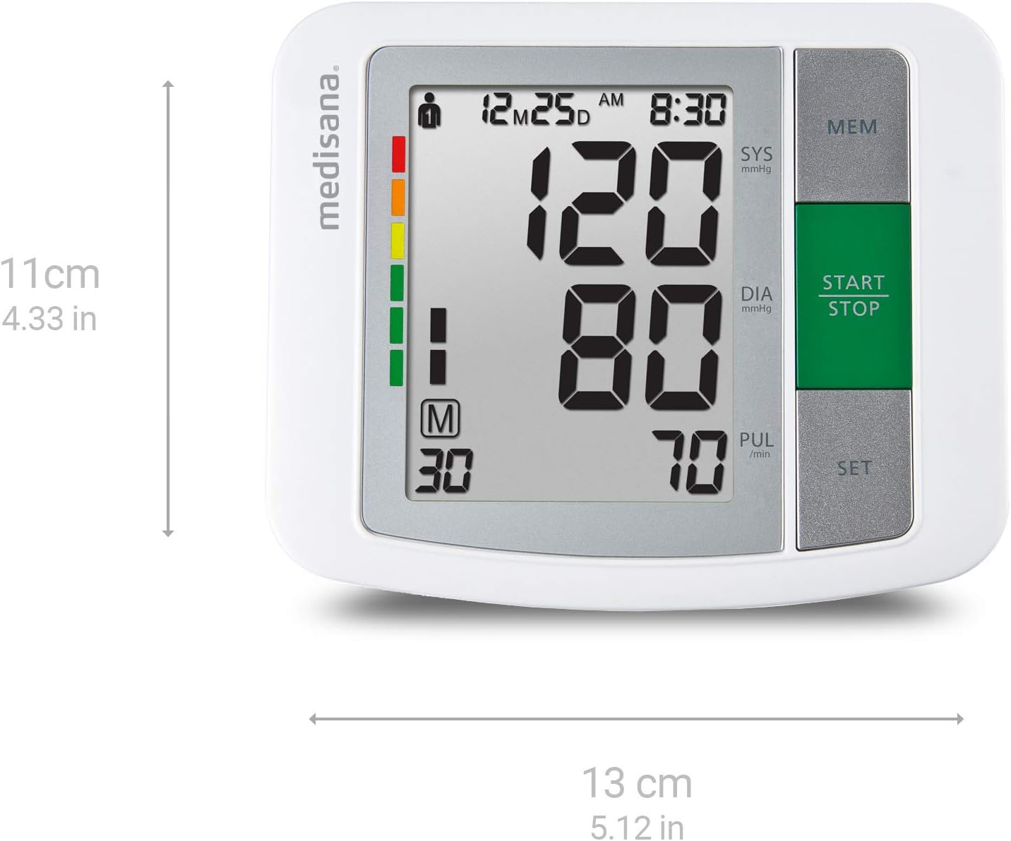 Medisana Blood Pressure Monitor: Automatic Upper Arm Machine Accurate Adjustable Digital BP Cuff Kit for Home Use Includes Batteries, Carrying Case