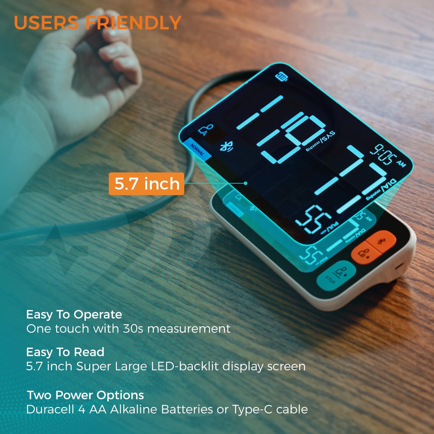 Meraw Blood Pressure Cuff Automatic Arm, Blood Pressure Monitor Home Use, Blood Pressure Machine Large Arm 8.6-16.5 Dual Users Bluetooth APP High Accuracy Irregular Heartbeat Monitoring Storage Bag