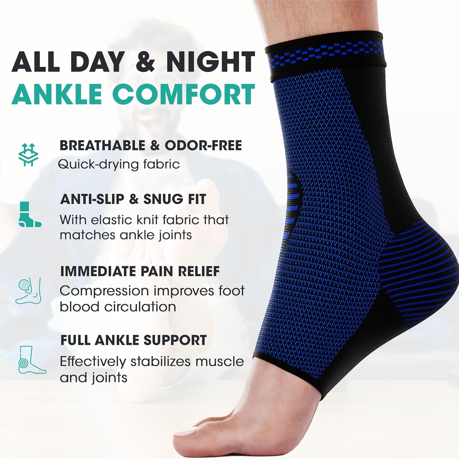 Modvel Foot  Ankle Brace Socks for Sprained Ankle Compression Sleeve - Ankle Support for Women  Men - Tendonitis  Arthritis Ankle Brace Sports Running, Torn Ligaments  Women Stabilizing Ankle Wrap