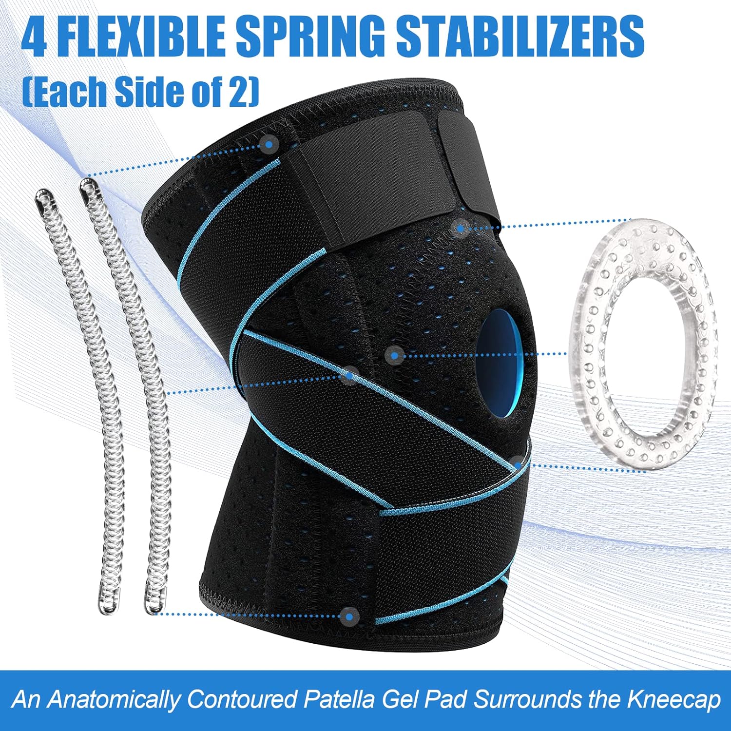 NEENCA Knee Brace for Knee Pain, Adjustable Knee Support with Patella Gel Pad Side Spring Stabilizers, Knee Wrap for Arthritis, Meniscus Tear, ACL, Knee Pain Relief, Runner, Sport - FSA/HSA Approved