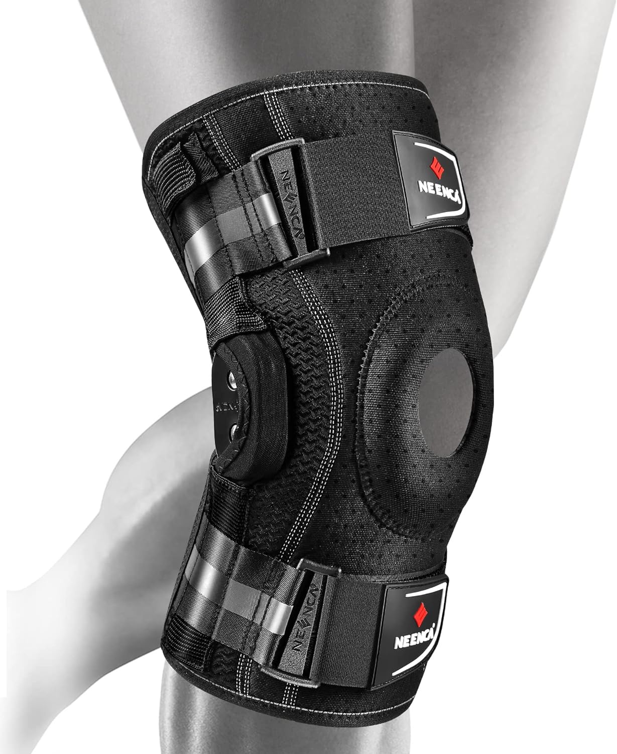 NEENCA Professional Knee Brace for Knee Pain, Adjustable Hinged Knee Support with Removable Side Stabilizers, Strong Stability for Joint Pain Relief, Arthritis, Meniscus Tear, ACL, PCL, Runner, Sports