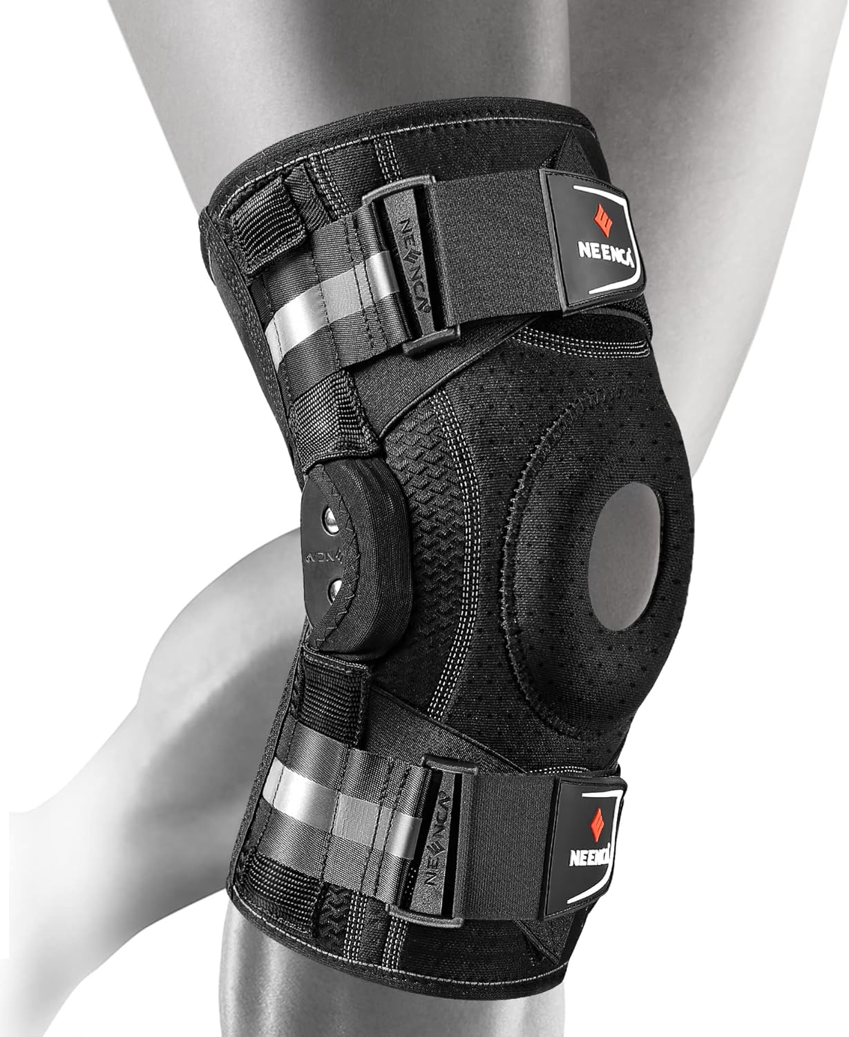 NEENCA Professional Knee Brace for Knee Pain, Hinged Knee Support with Patented X-Strap Fixing System, Strong Stability for Pain Relief, Arthritis, Meniscus Tear, ACL, Runner, Sport - FSA/HSA APPROVED