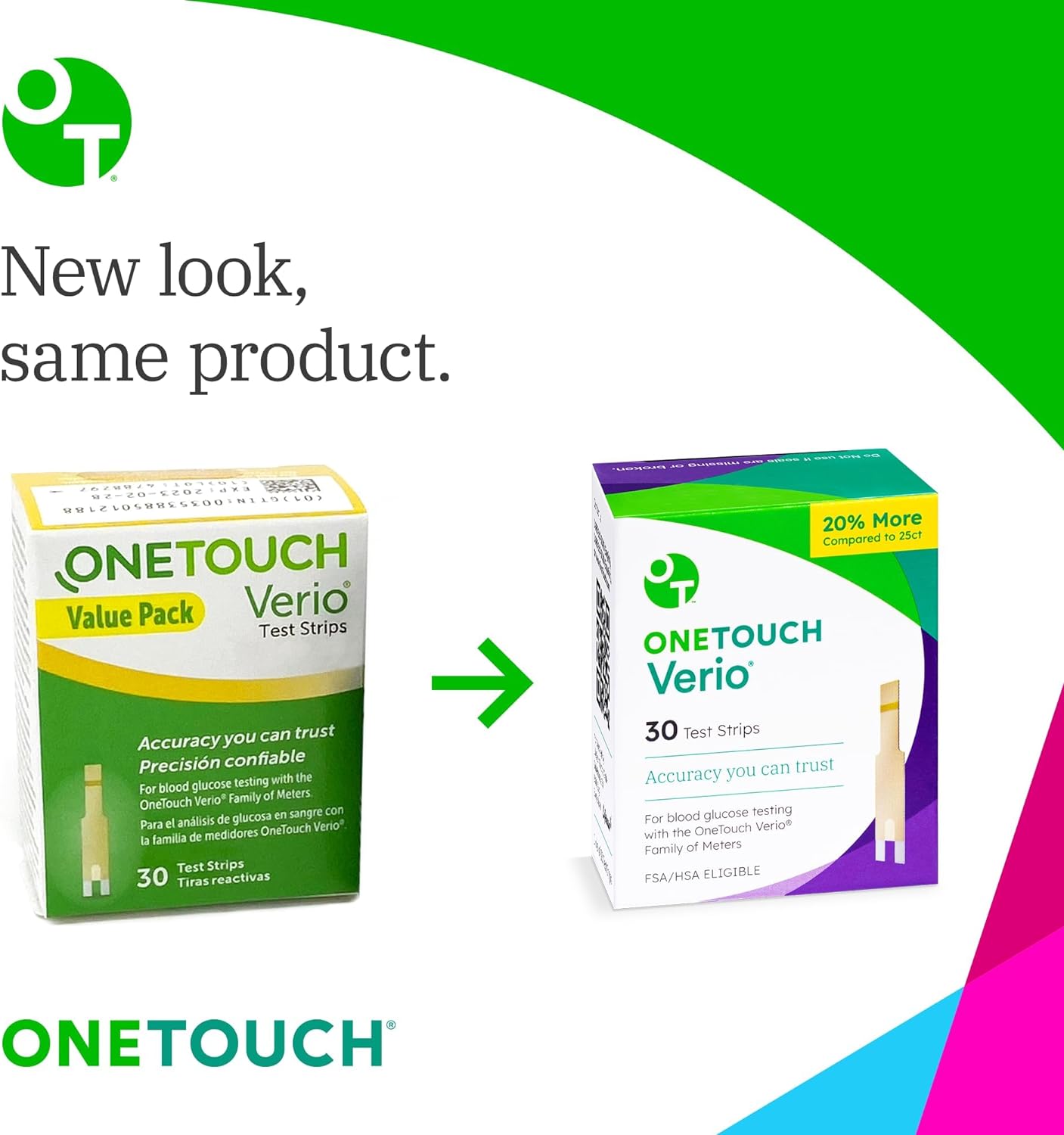 OneTouch Verio Test Strips for Diabetes Value Pack - 90 Count | Diabetic Test Strips For Blood Sugar Monitor | At Home Self Glucose Testing | 3 Packs, 30 Test Strips Per Pack