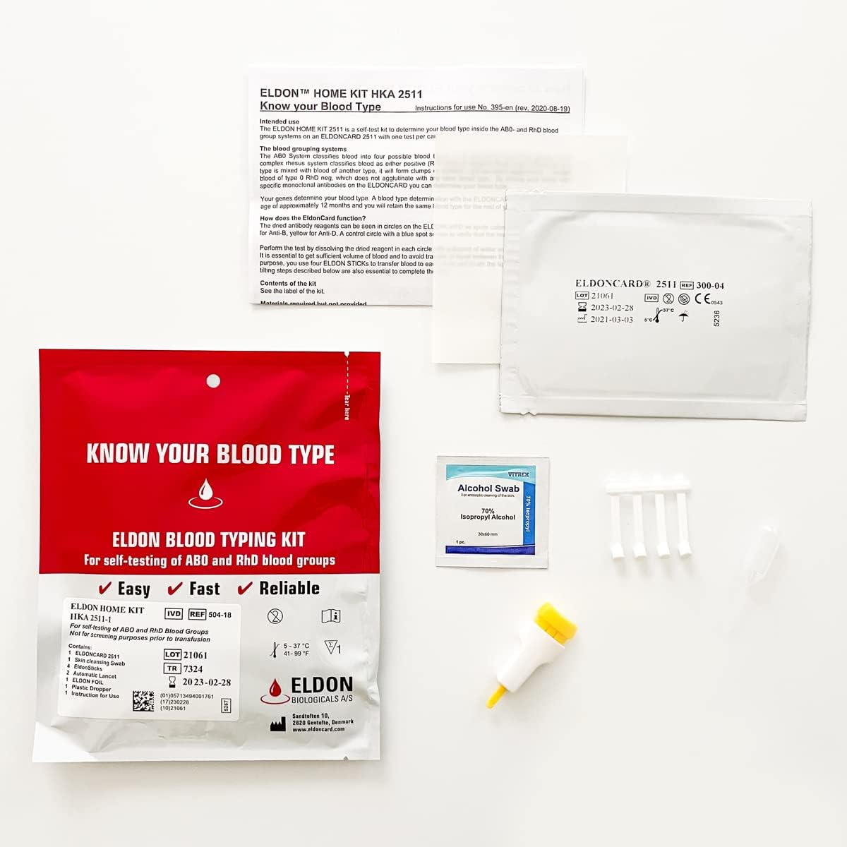 Original Home Blood Typing Kit - New Package + Improved Lancet (4 kits)