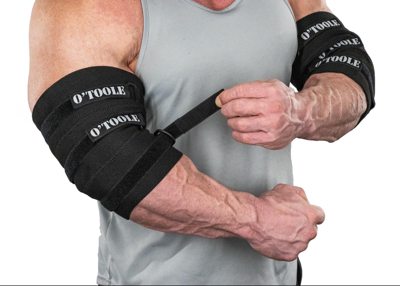 OToole Adjustable Elbow Sleeve for Bench Press (1 Pair) - Elbow/Knee Brace for Bodybuilding, Powerlifting, Weightlifting, Elbow  Knee Pain, Tendonitis - Men  Women (XL, Black/Black)