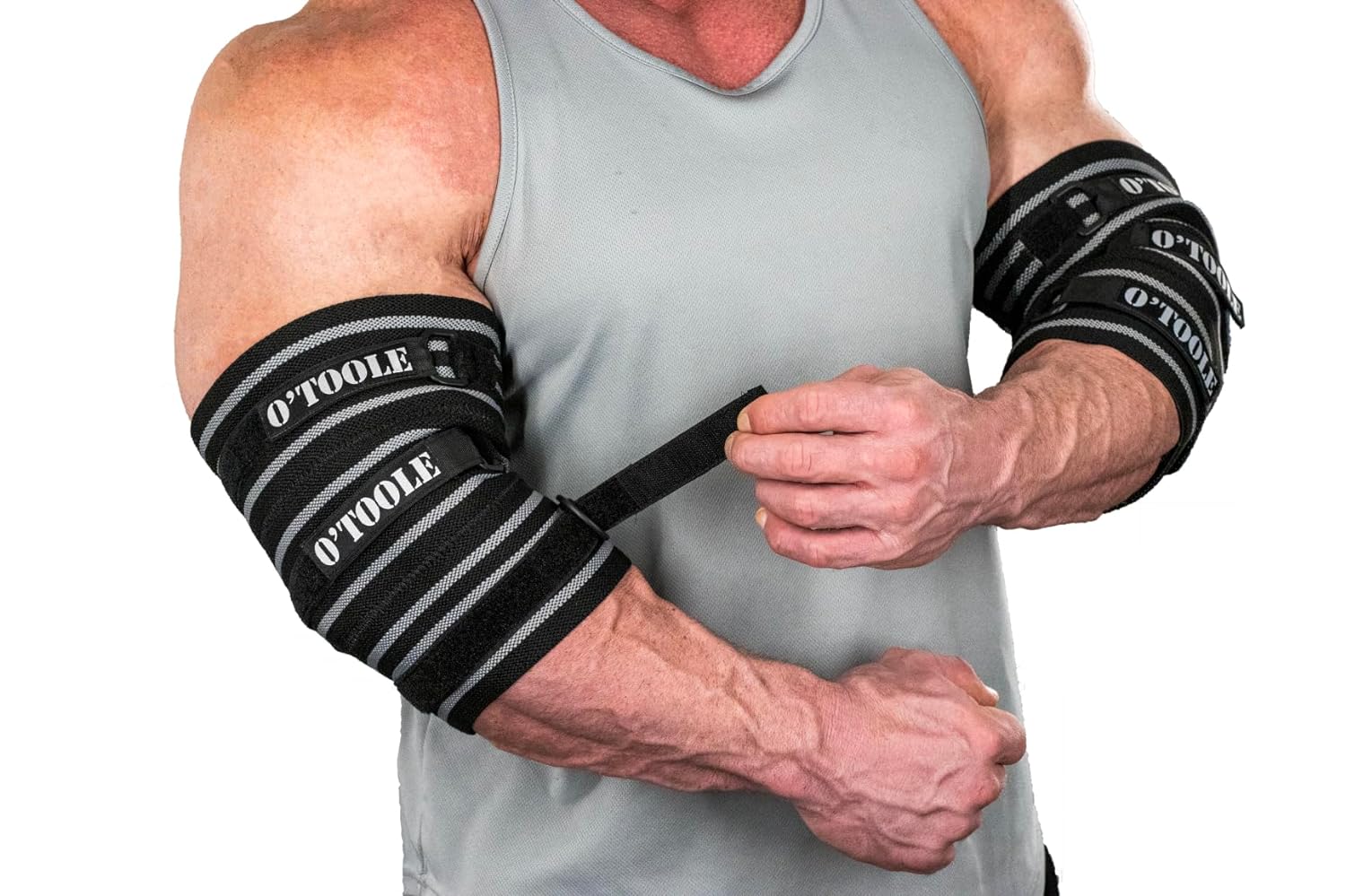 OToole Adjustable Elbow Sleeve for Bench Press (1 Pair) - Elbow/Knee Brace for Bodybuilding, Powerlifting, Weightlifting, Elbow  Knee Pain, Tendonitis - Men  Women (XL, Black/Black)