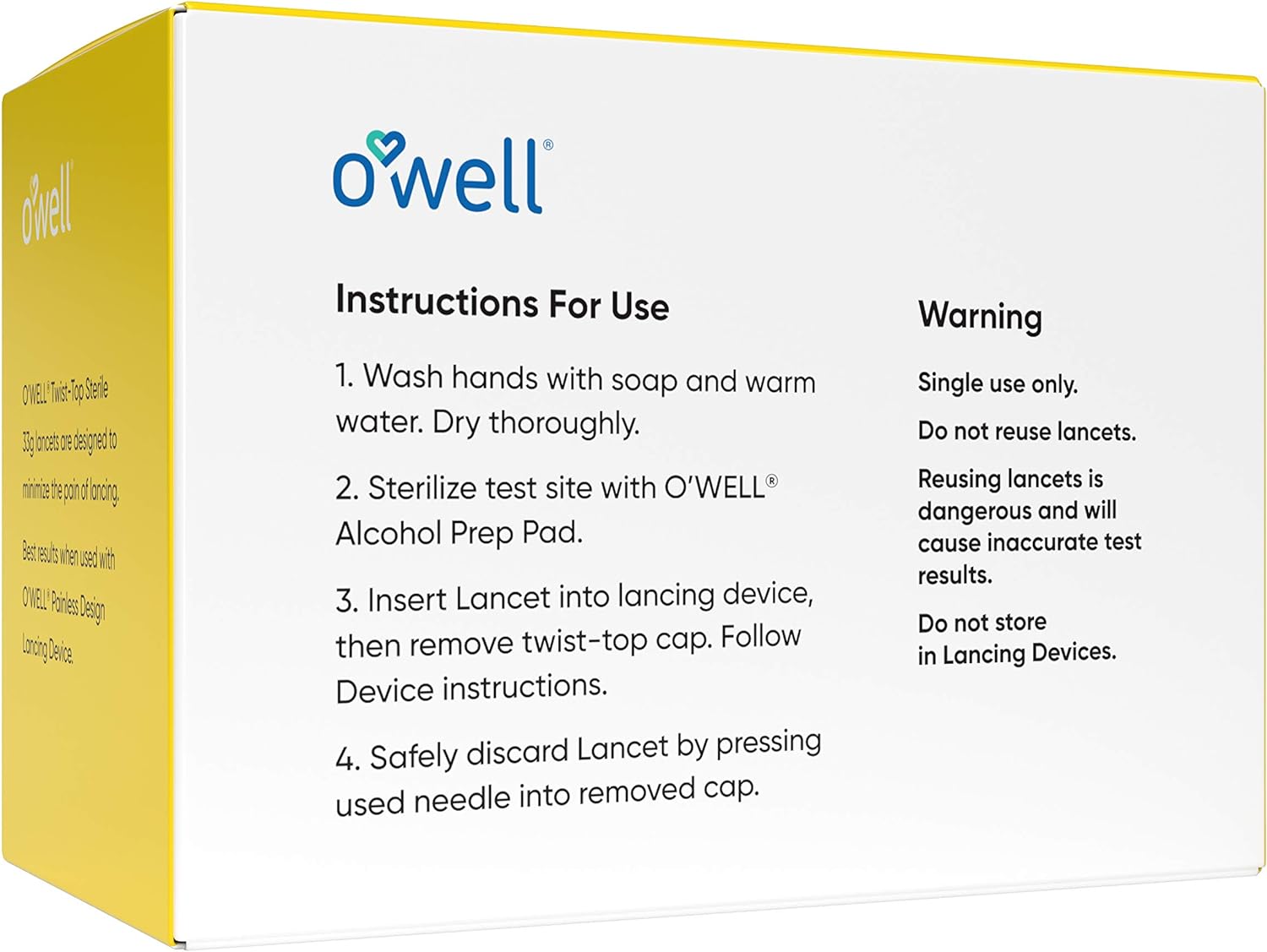 OWELL Lancing Device Kit + 100 Sterile OWELL Twist Top Lancets, 33 Gauge (for Thinner Skin)