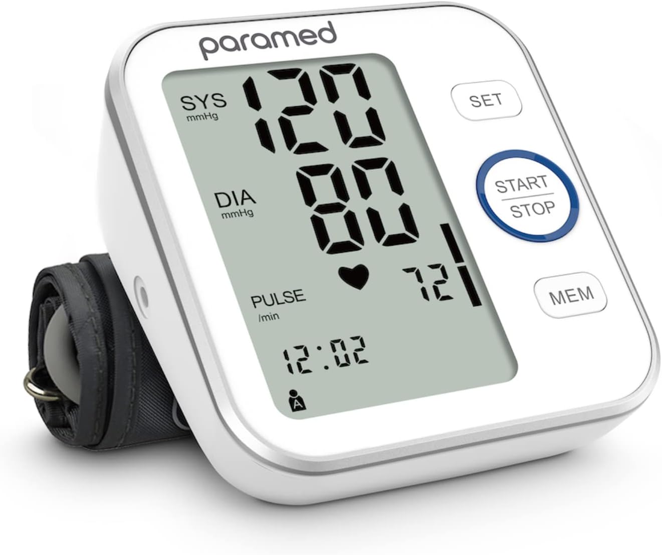 Paramed Blood Pressure Monitor - Bp Machine - Automatic Upper Arm Blood Pressure Cuff 8.7-15.7 inches - Large LCD Display 120 Sets Memory - Device Bag Batteries Included