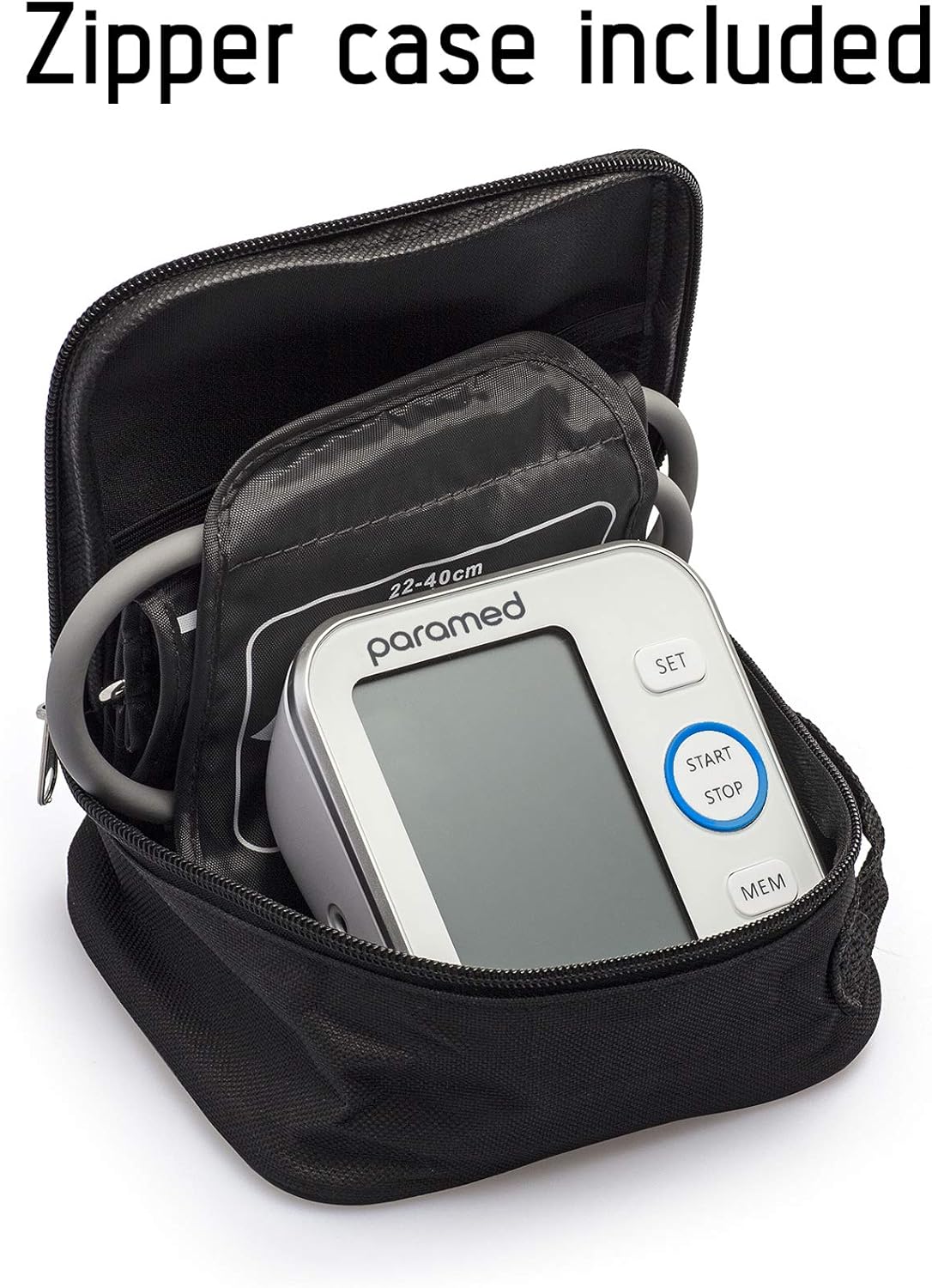 Paramed Blood Pressure Monitor - Bp Machine - Automatic Upper Arm Blood Pressure Cuff 8.7-15.7 inches - Large LCD Display 120 Sets Memory - Device Bag Batteries Included
