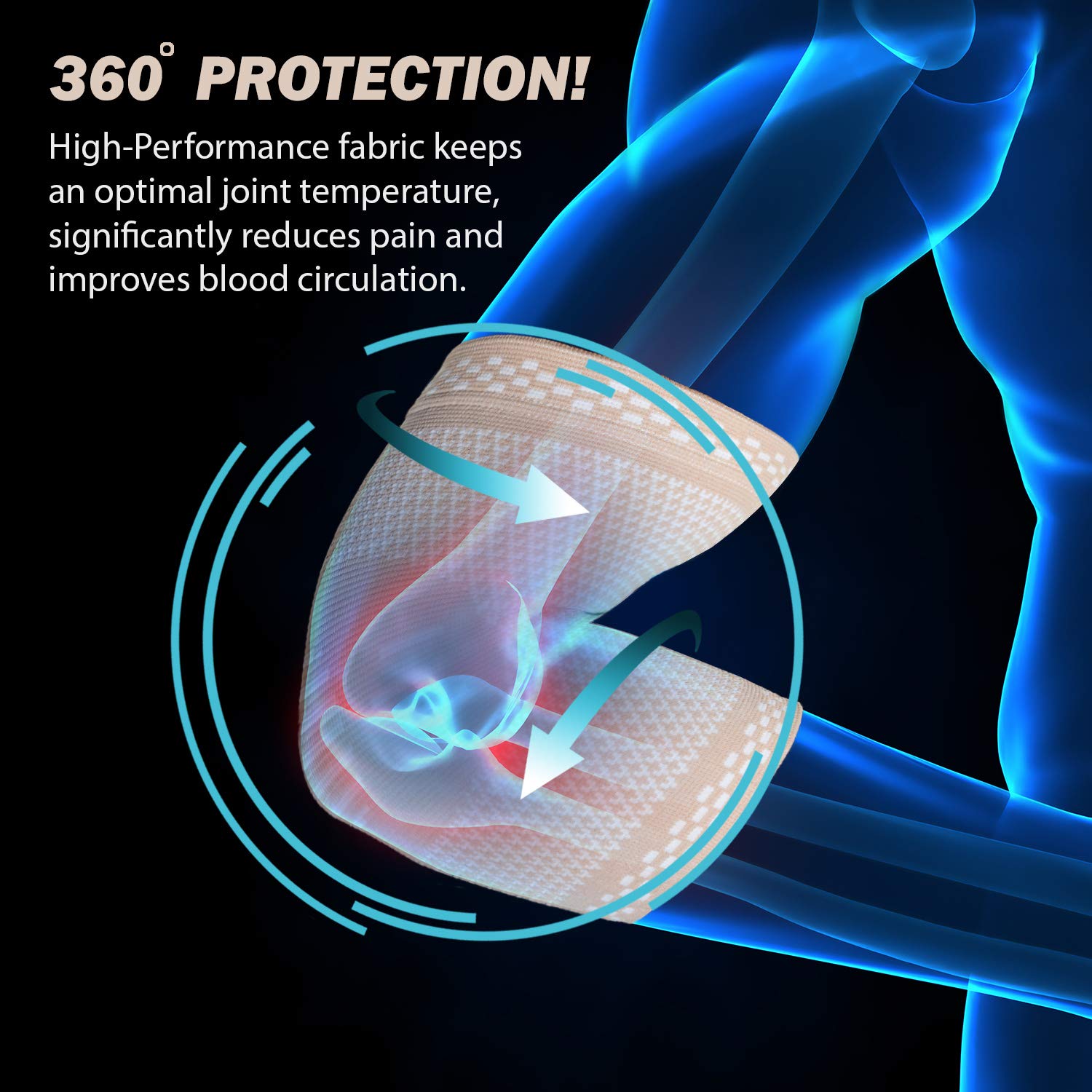 POWERLIX Elbow Orthopedic Brace Compression Support (Pair) - Elbow Sleeve for Tennis Elbow, Golfer’s Elbow, Bursitis, and Sprains, Arthritis, Tendonitis. Pain Relief