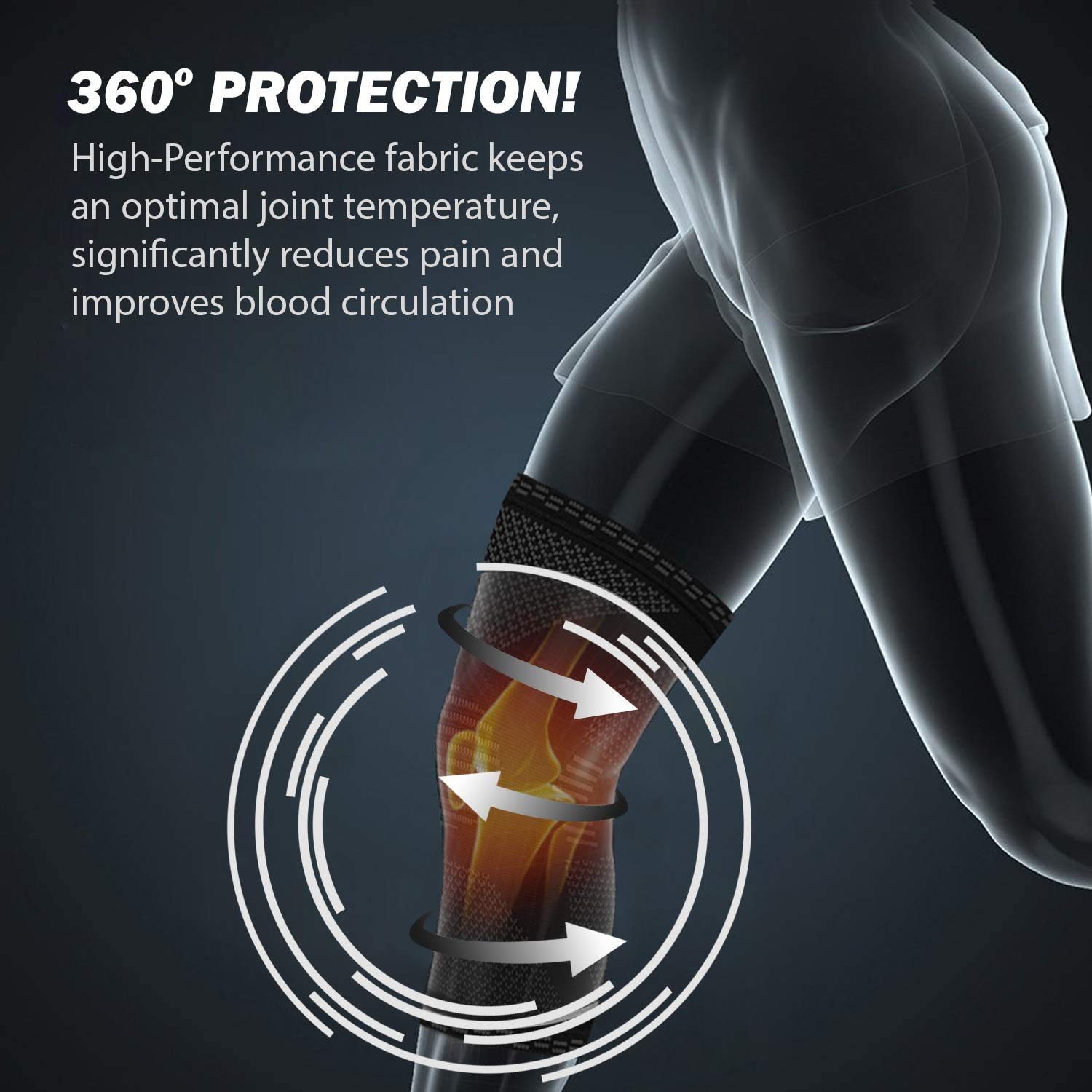 POWERLIX Knee Compression Sleeve (Pair) - Best Knee Brace for Knee Pain for Men  Women – Knee Support for Running, Basketball, Volleyball, Weightlifting, Gym, Workout, Sports