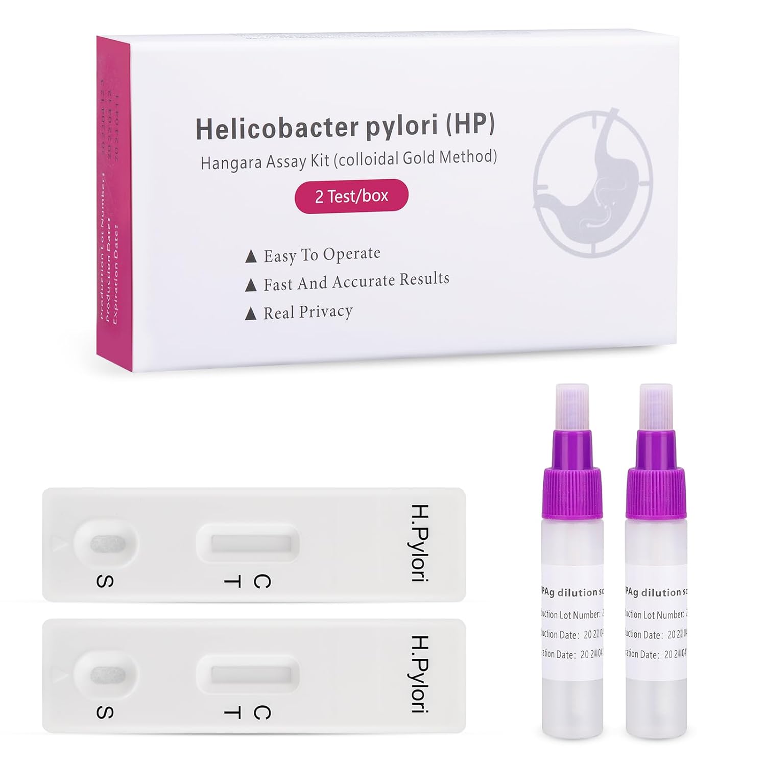 ROMTEST Helicobacter Pylori Stool Test Kits，at-Home H. Pylori Test kit eliminates The Need for appointments or Trips to Labs and clinics, Provides Accurate Results in 10-15 Minutes (Pack of 2)