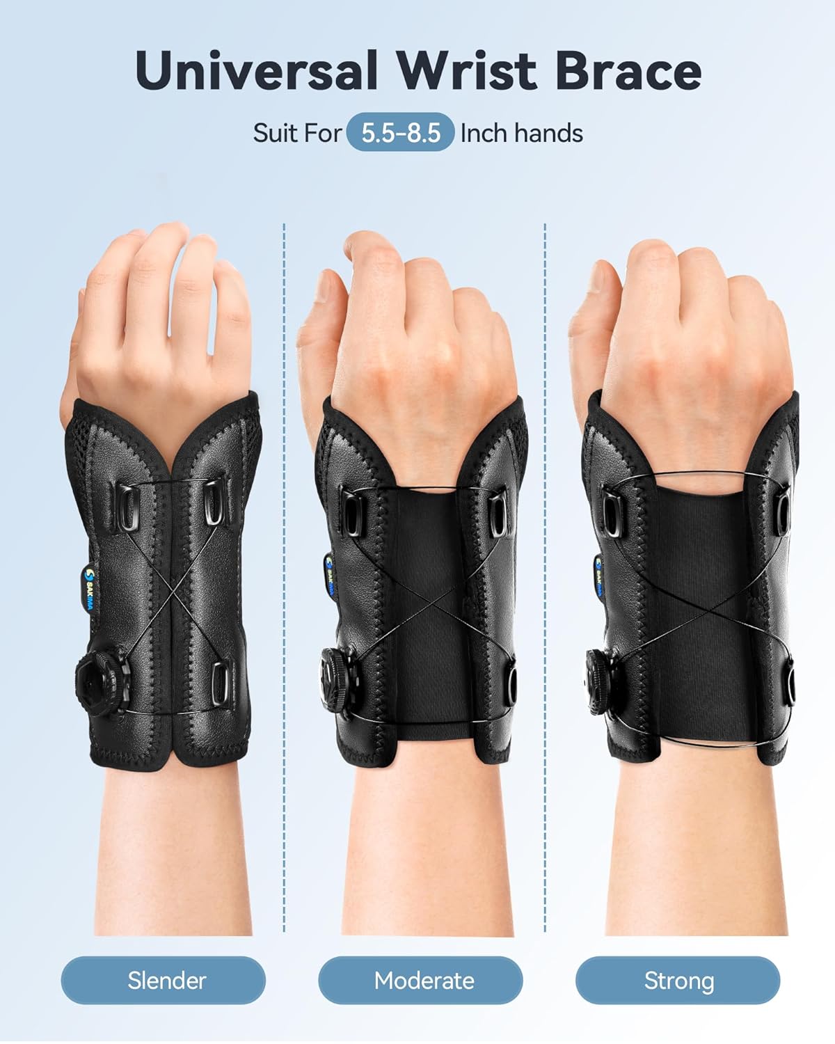 SAKIMA Wrist Brace for Carpal Tunnel - Adjustable Knob Hand Brace Night Support, Fits Left  Right Hand, Provide Maximum Wrist Support for Men and Women for Tendonitis Arthritis Sprains (5.5-8.5 inch)