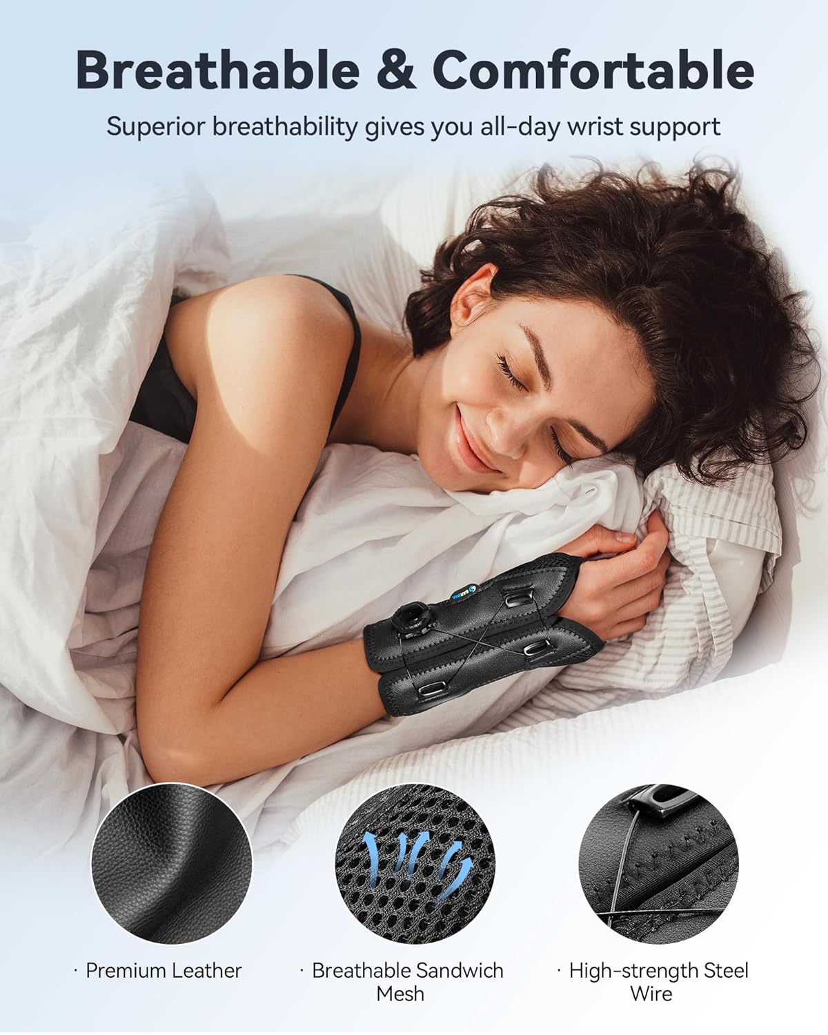 SAKIMA Wrist Brace for Carpal Tunnel - Adjustable Knob Hand Brace Night Support, Fits Left  Right Hand, Provide Maximum Wrist Support for Men and Women for Tendonitis Arthritis Sprains (5.5-8.5 inch)