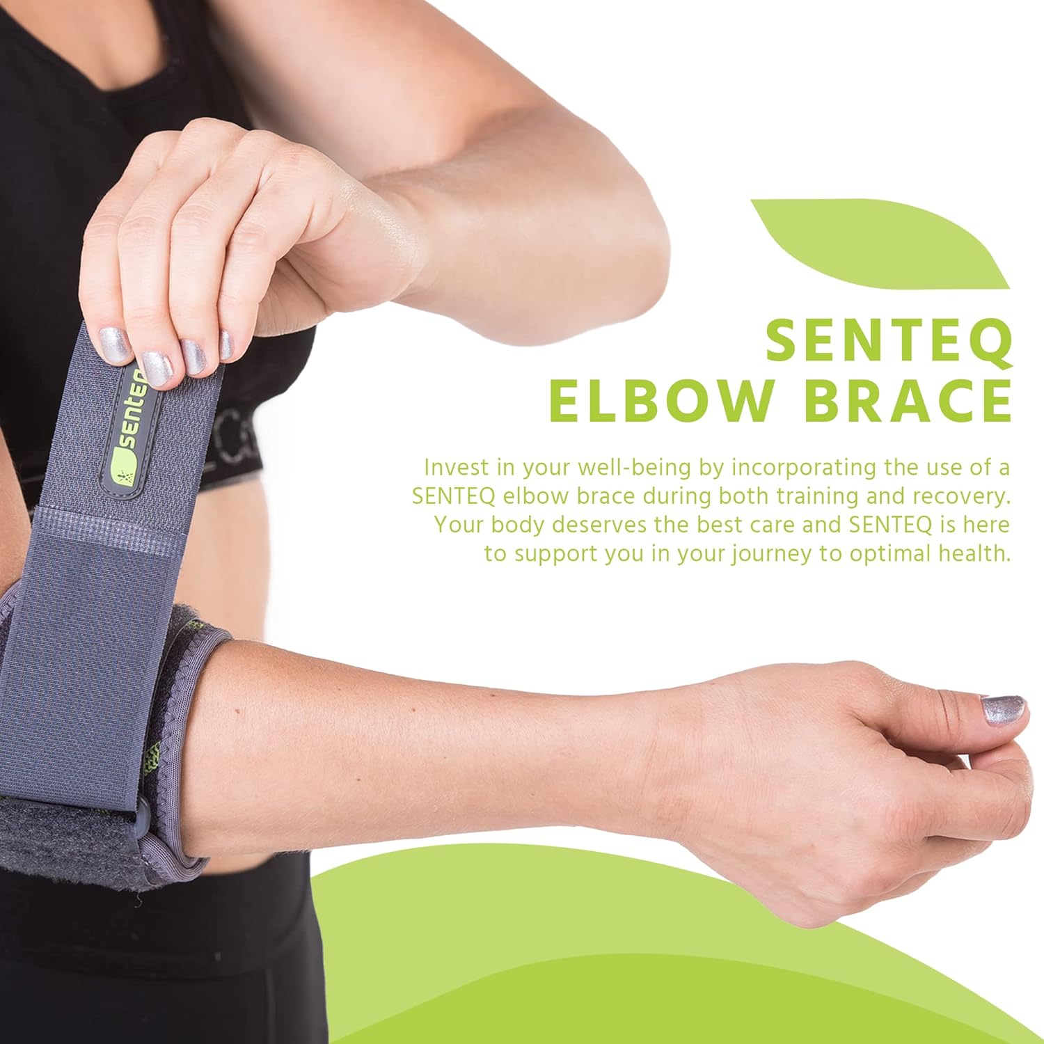 SENTEQ Elbow Brace Support Strap - Forearm Compression Sleeve, Tennis Elbow Brace for Men and Women, Fit Wrap Band for Weightlifting, Tennis, Golf Pressure Relief  Sports Injury Recovery, 1ct, 1-Pack
