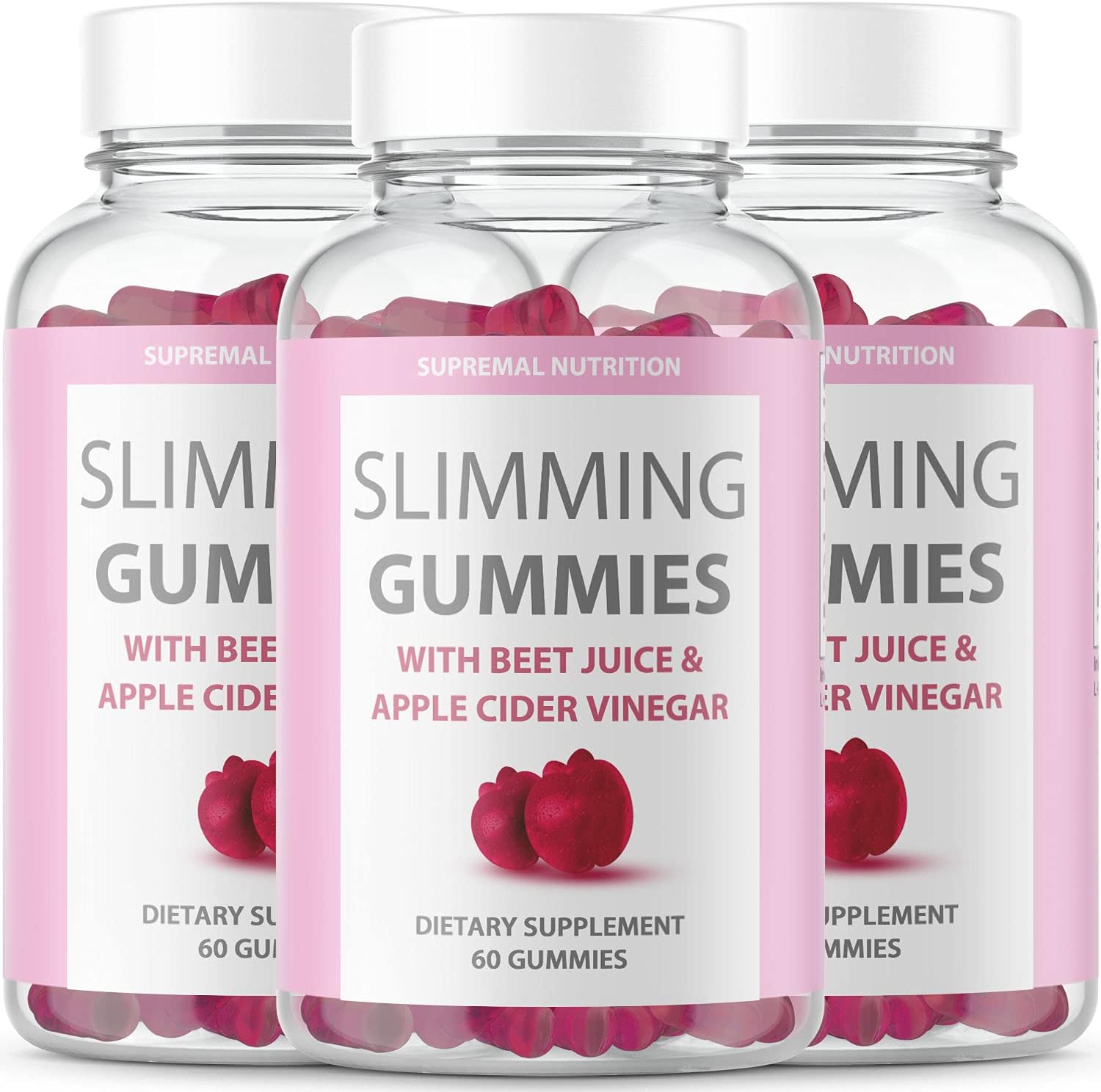 Slimming Gummies with Apple Cider Vinegar, Clinically Proven Slim Ingredients, It Works to Support a Healthy Body Belly for Women Men Loss, 60 count