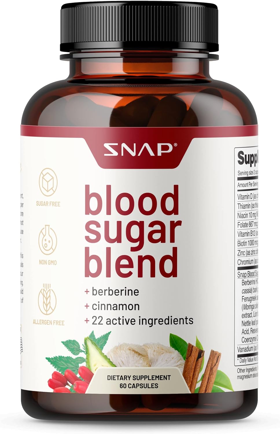 Snap Supplements Blood Sugar Blend - Support Healthy Blood Sugar, 60 Capsules