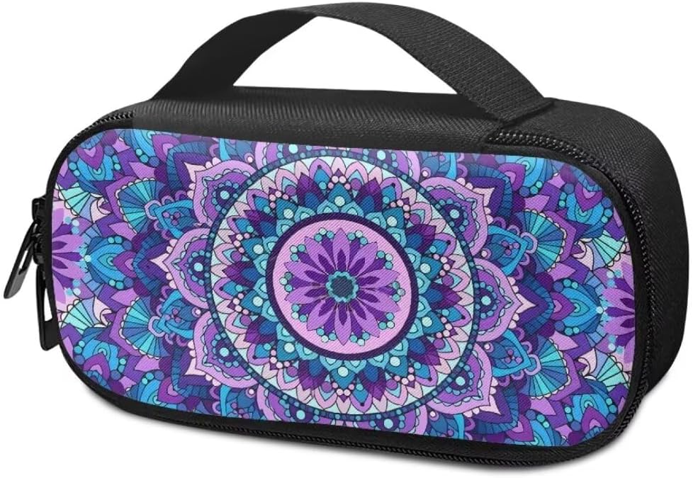 Suhoaziia Mandala Flower Diabetic Supplies Travel Case, Storage Carrying Bag for Diabetes Testing Kit, Blood Glucose Monitor Meters, Test Strips, Medication, Lancets, and Other Diabetic Supplies