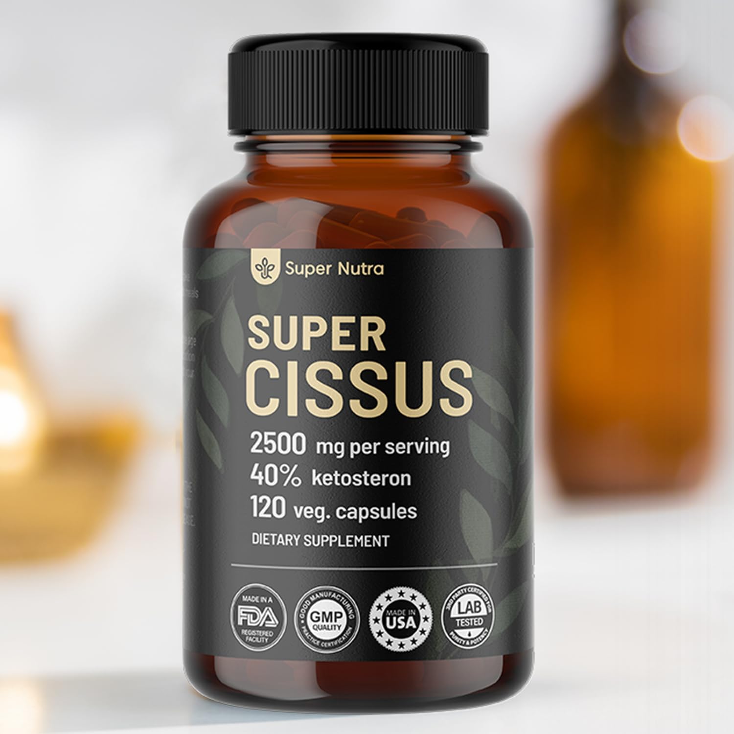 SUPER NUTRA Cissus 2500mg Cissus Quadrangularis Extract 120 Veg Capsules 1 per Servings 4 Months Supply.