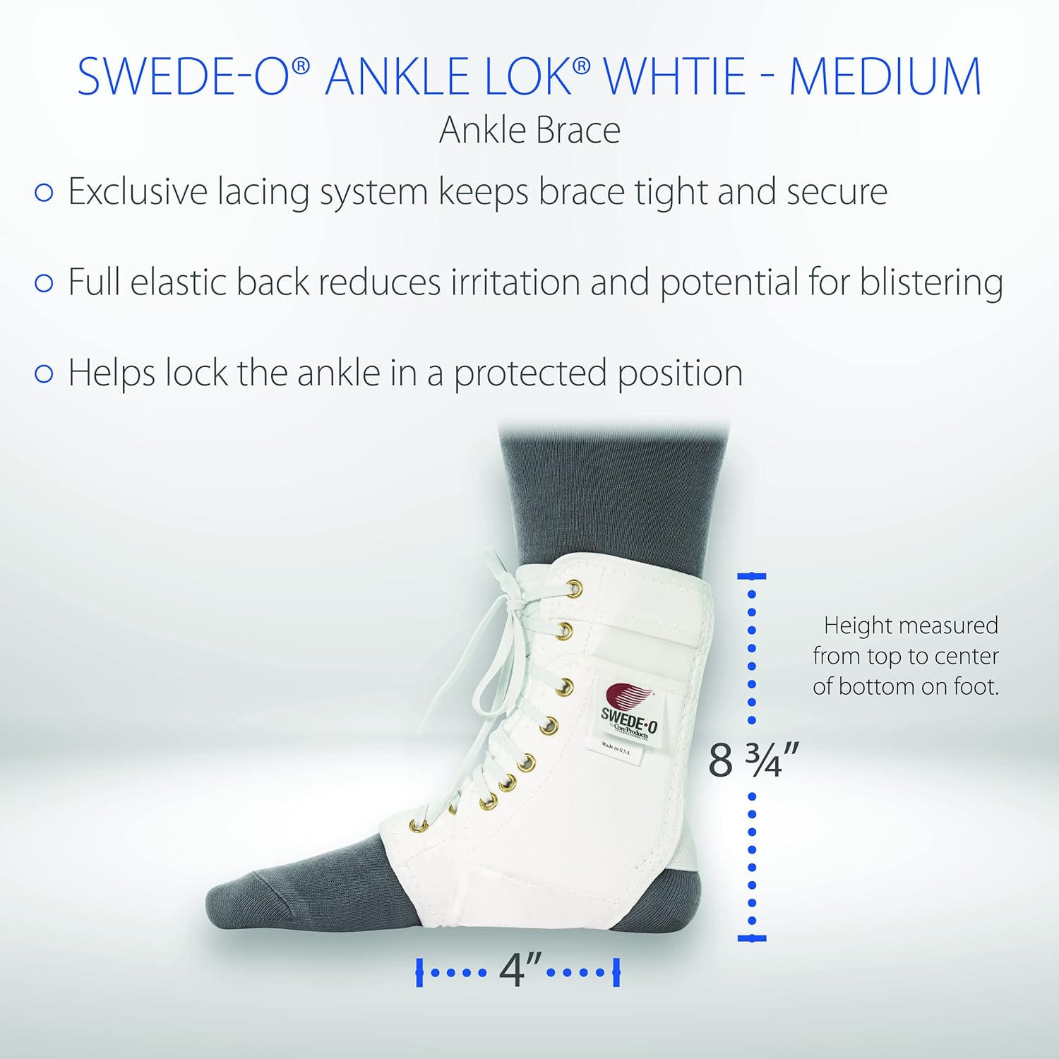 Swede-O Ankle Lok Ankle Brace, Black - Medium