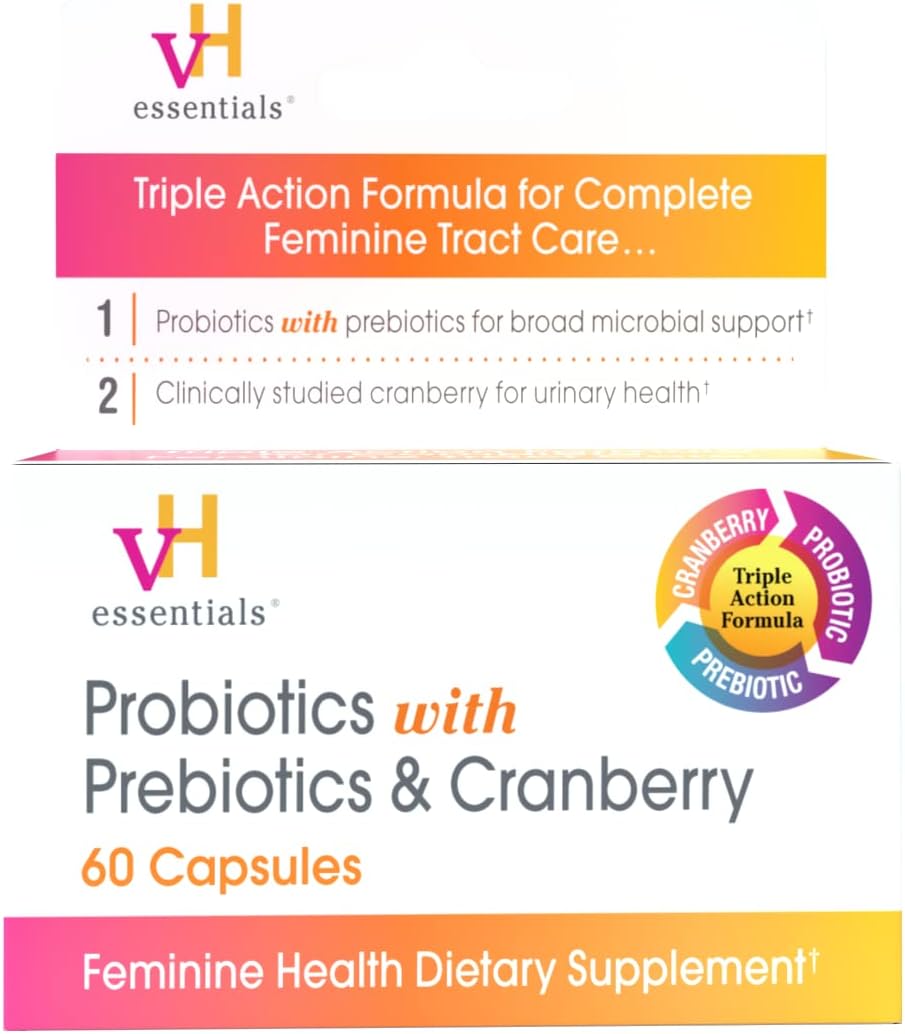 vH essentials Probiotics with Prebiotics and Cranberry Feminine Health Supplement - 120 Capsules (544-36)