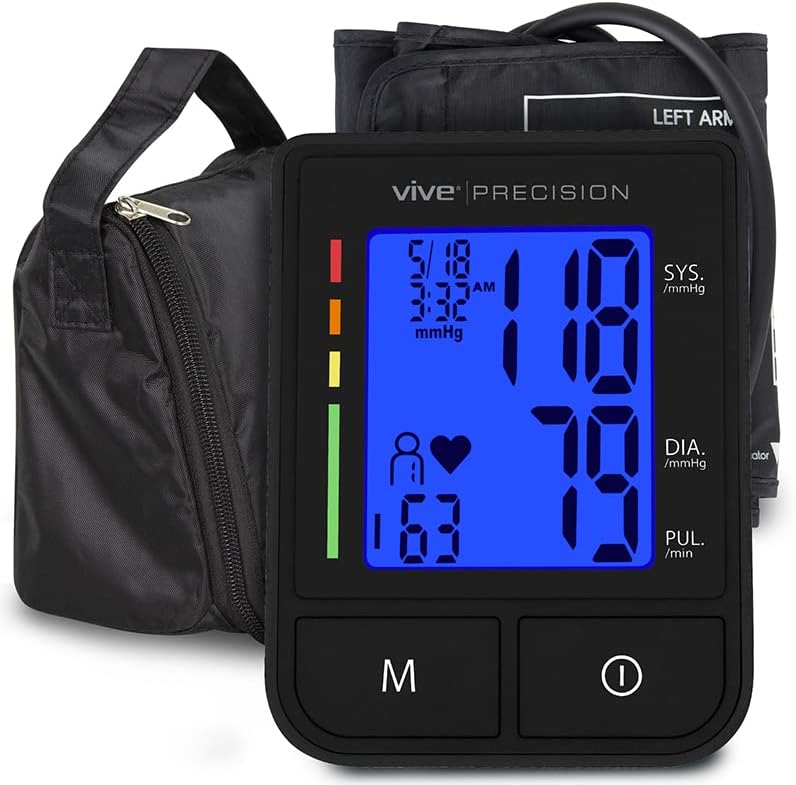 Vive Blood Pressure Machine Monitor Cuff - Upper Arm BP Automatic Digital Bluetooth Read Out for Blood-Pressure Support System, Sphygmomanometer Heartbeat Detector, at Home High Low Read-Out