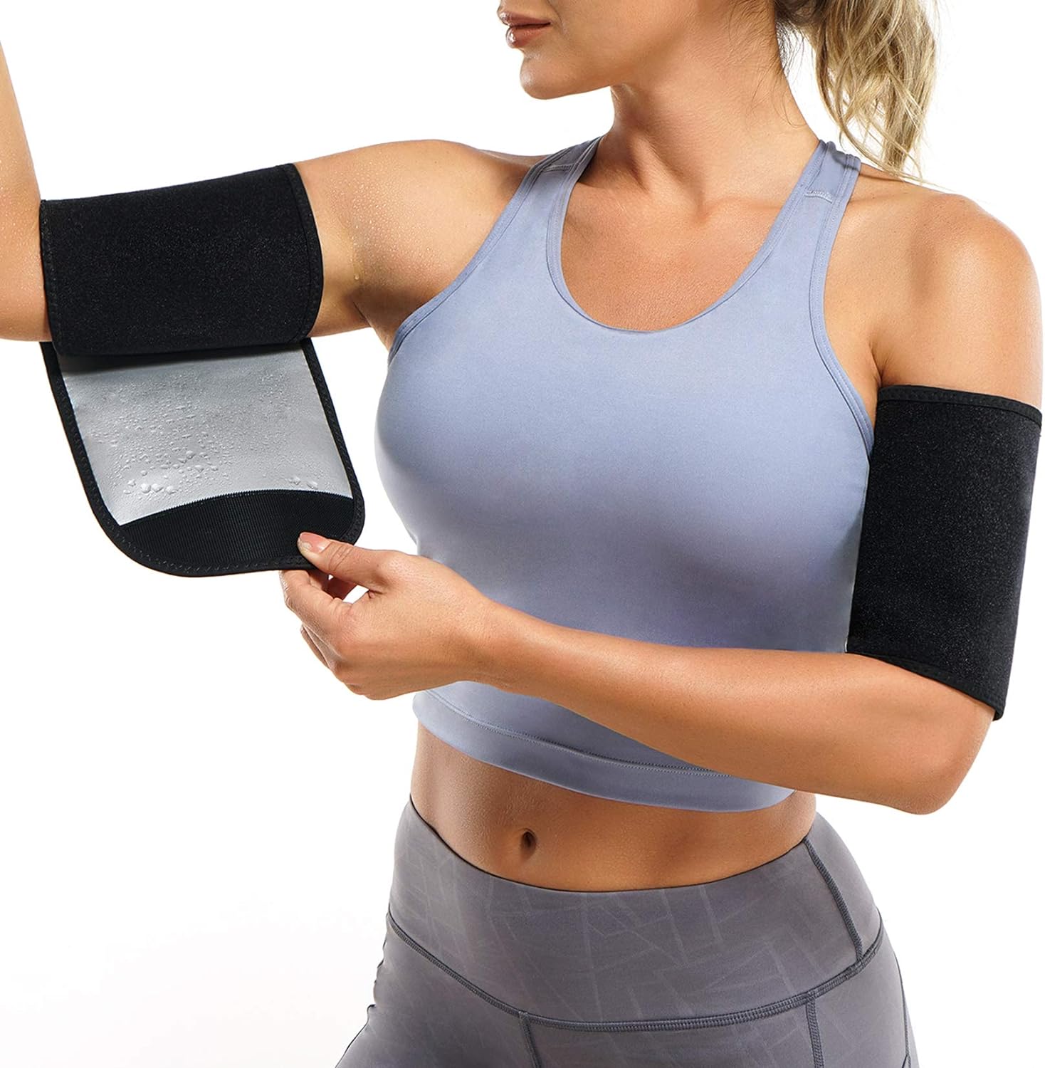 Wonderience Arm Trimmers for Women Pair Sauna Sweat Arm Shaper Bands Adjustable Arm Trainer Toner Sleeves for Sports Workout