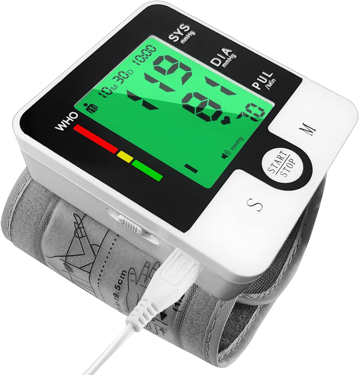 Wrist Blood Pressure Monitor, Automatic Digital Home BP Monitor Cuff - Accurate, Intelligent Voice, LCD Tri-Color Backlight, USB Charging, Adjustable Cuff, Irregular Heartbeat  Hypertension Detector