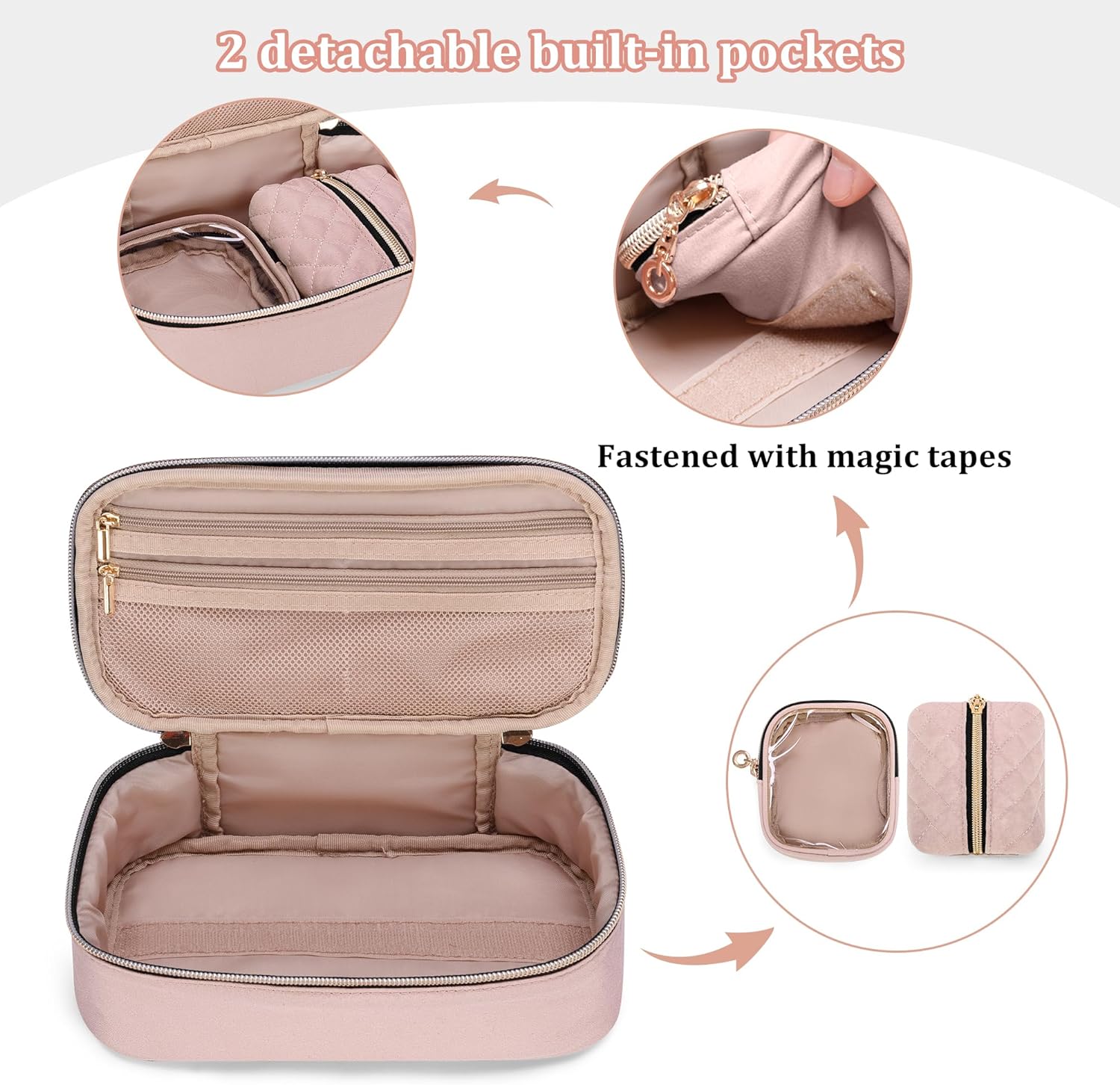 Yarwo Diabetic Travel Case for Blood Glucose Monitor, Test Strips, Medicine, Insulin Syringes, Portable Diabetes Supplies Storage Bag with Folding Pouch for Diabetic Care Kits, Dusty Rose(Bag Only)