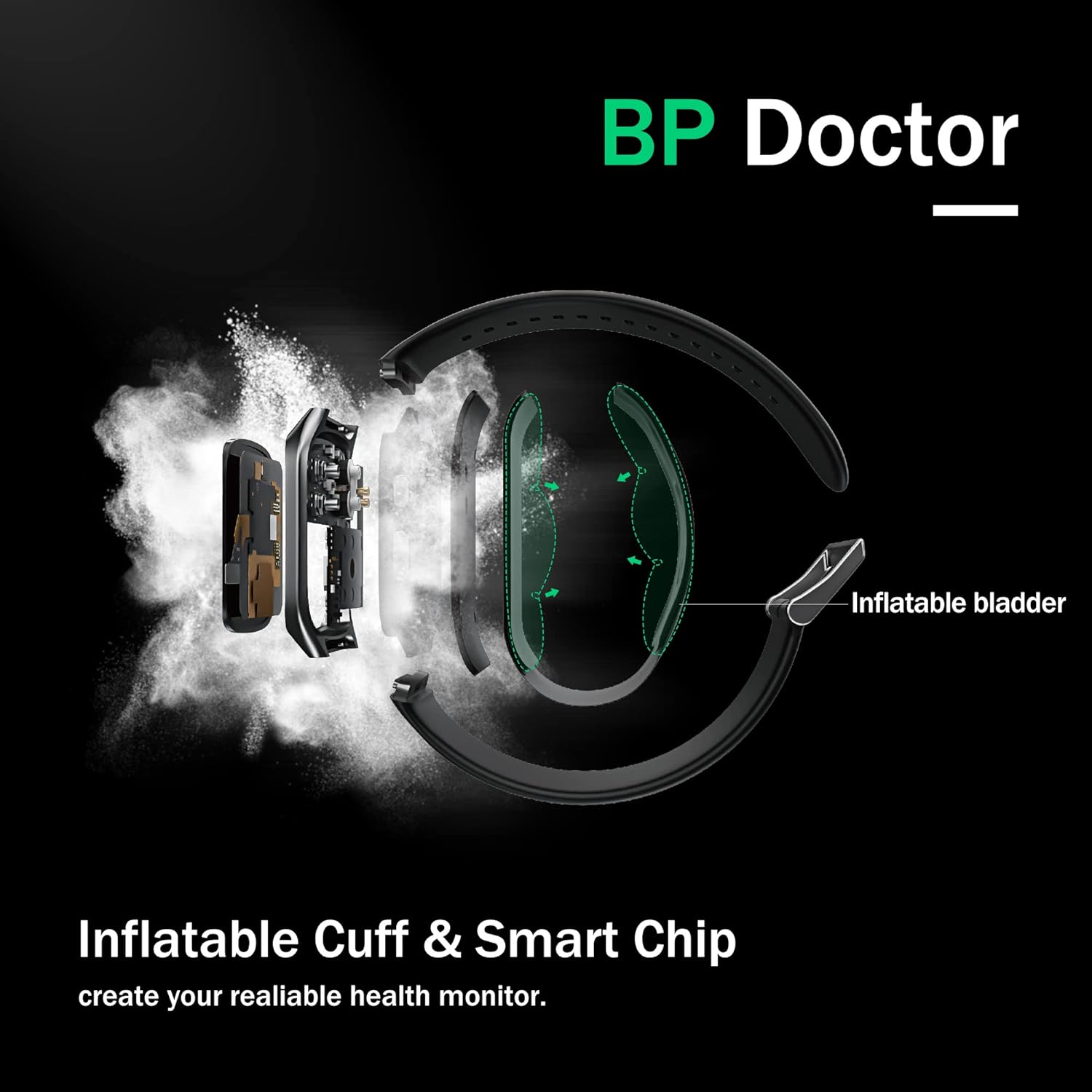 YHE BP Doctor Pro, Blood Pressure Watch with Patented Cuff, Wrist BP Monitor, Smartwatch for Blood Oxygen, HRV, Heart Rate, Sleep and Sports Tracking with App for Android iPhone