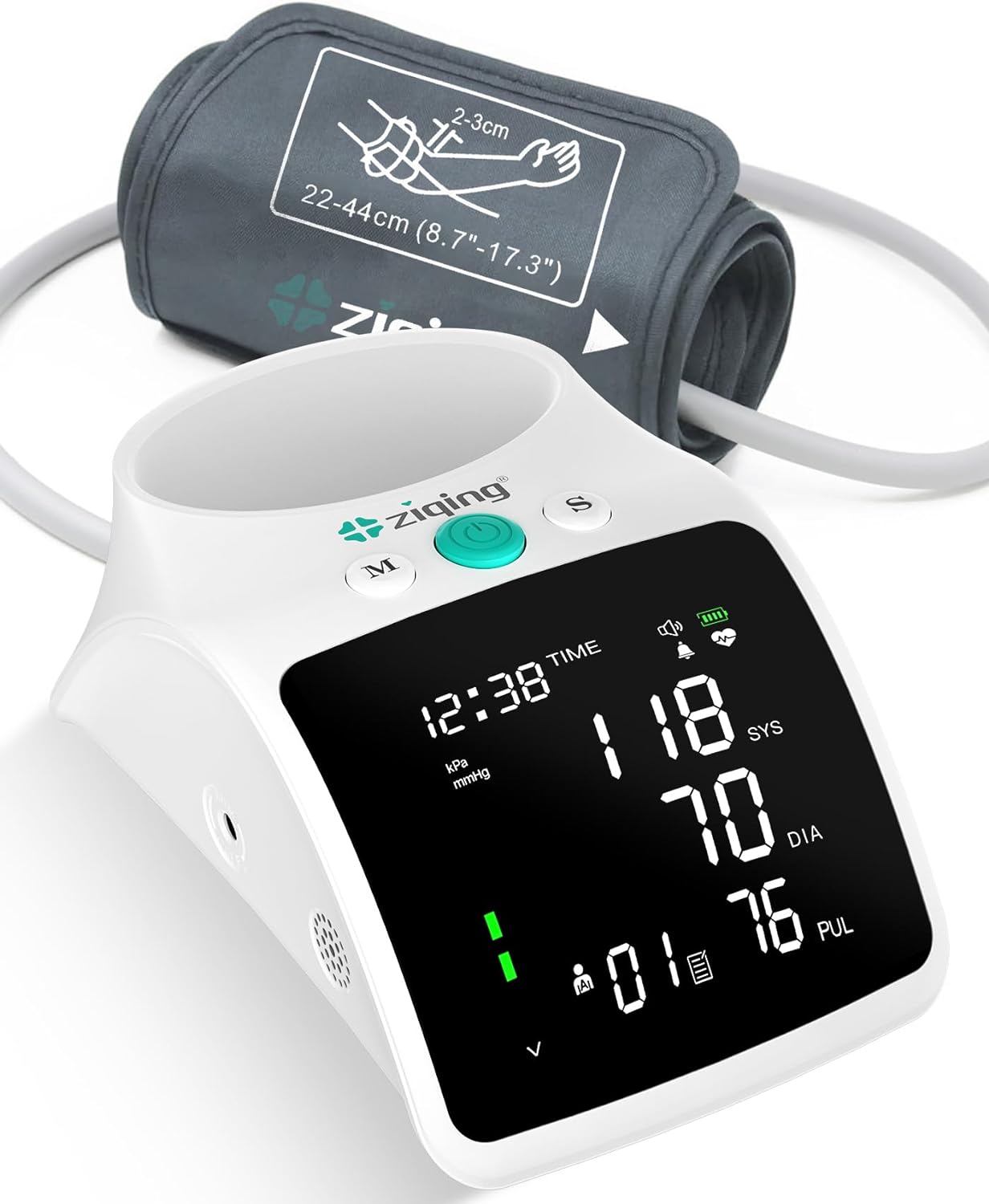 ZIQING Blood Pressure Monitor, Rechargeable High Blood Pressure Cuff Upper Arm with Large Cuff XL, LED Backlit Screen  2 * 99 Sets of Memory - Talking Bp Machine with Carrying Case